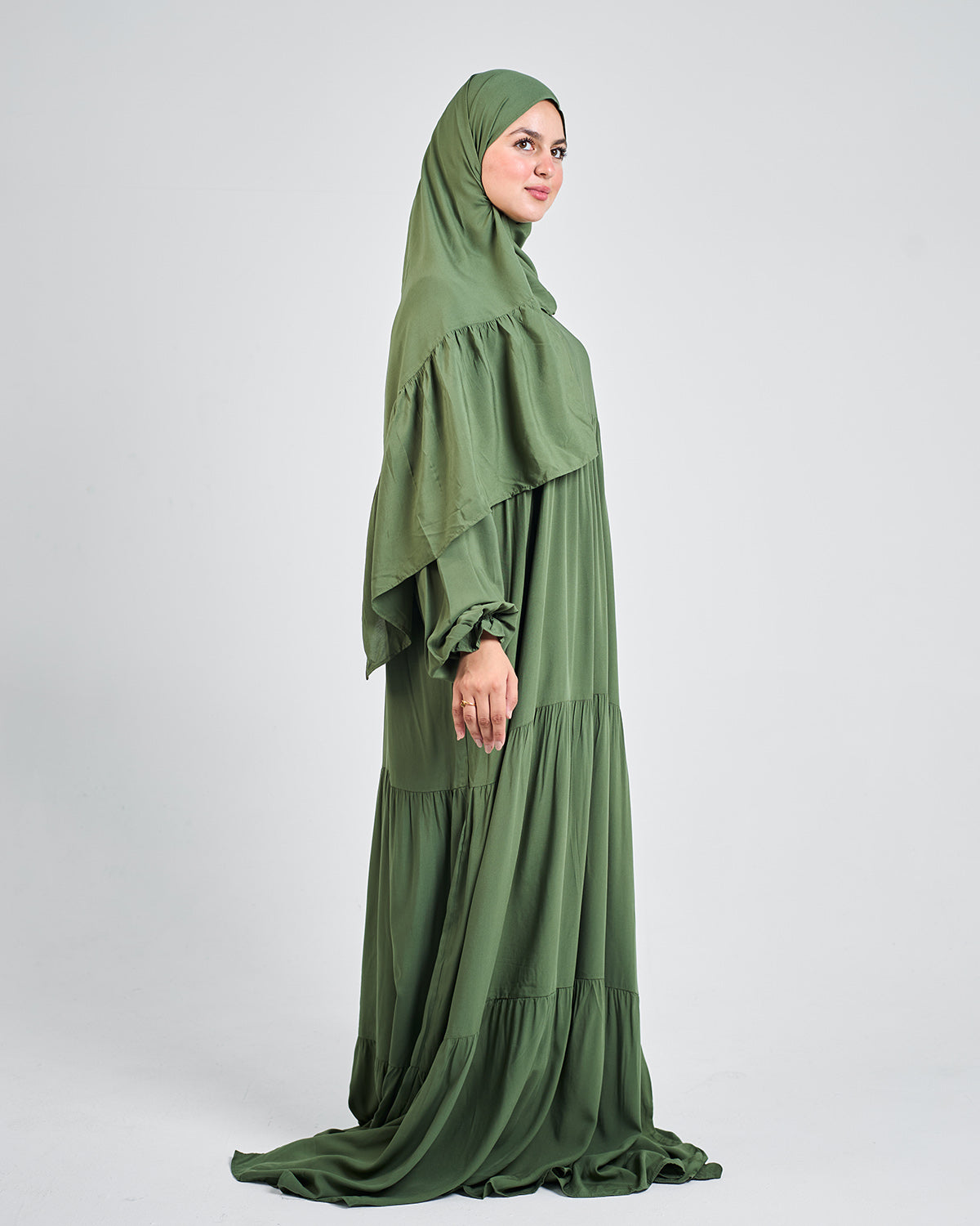 Olive Green Dress Essdal-Viscose Cotton