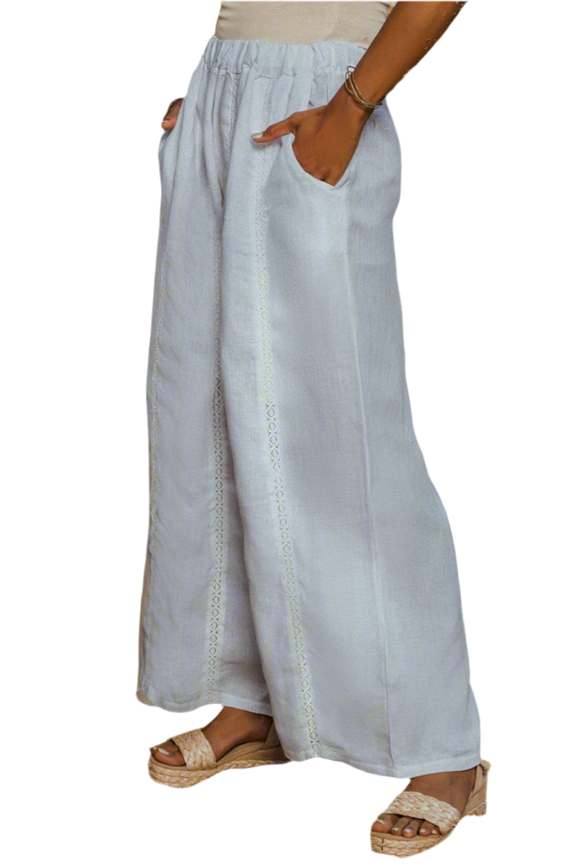 White Daffodil set Pure linen with lace borders