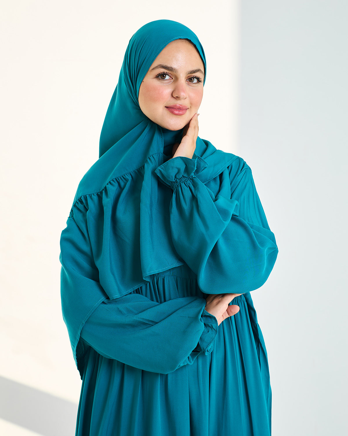 Bright Teal Dress Essdal - Viscose Cotton