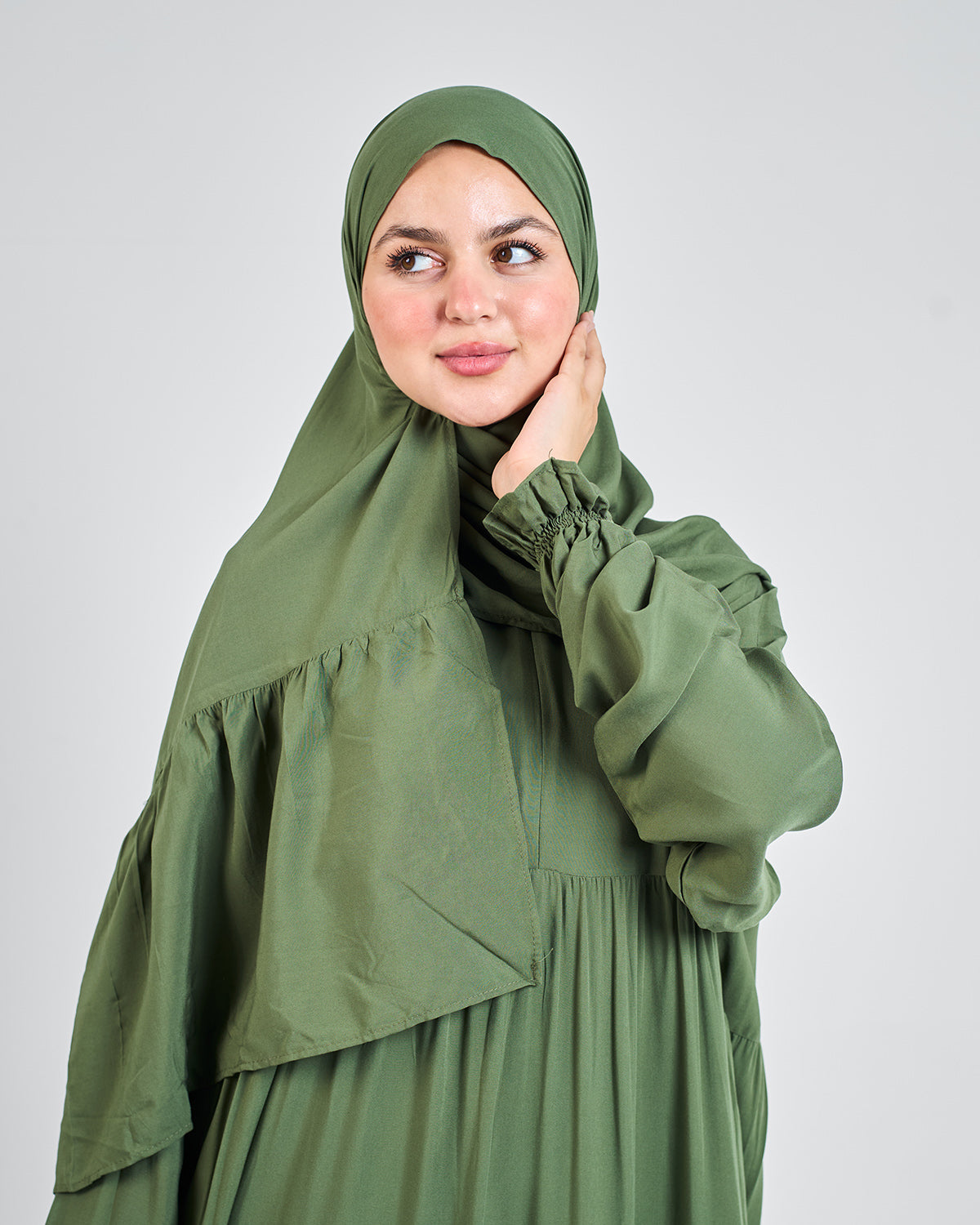 Olive Green Dress Essdal-Viscose Cotton