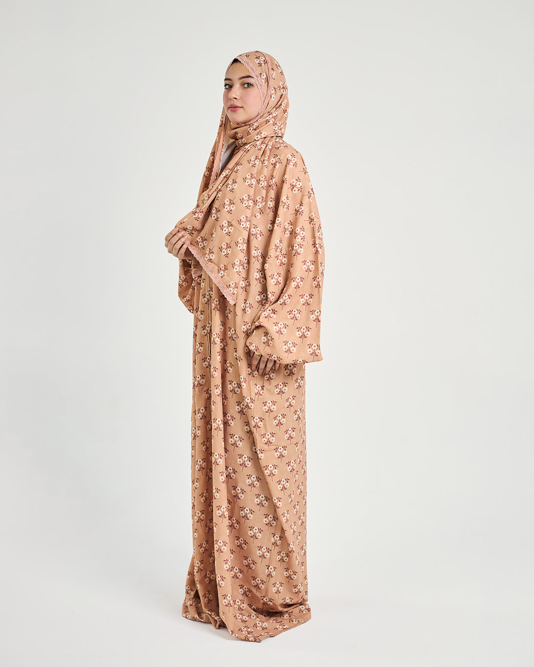 The Izmir Turkish Abaya - Floral Zip-Front Crepe