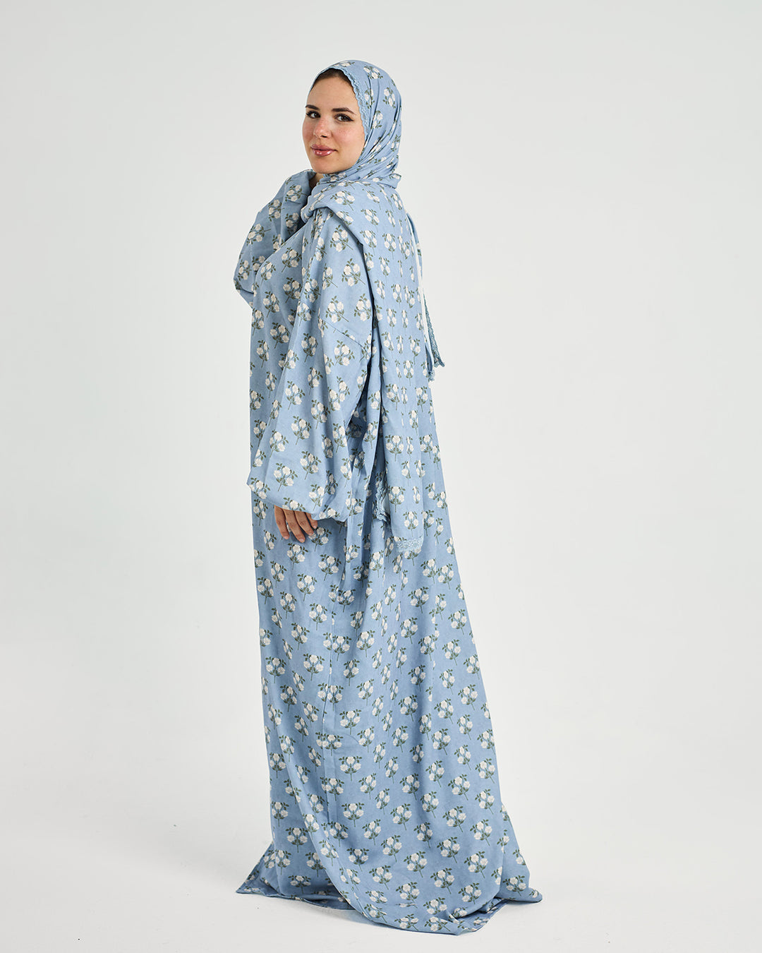 The Izmir Turkish Abaya - Floral Zip-Front Crepe