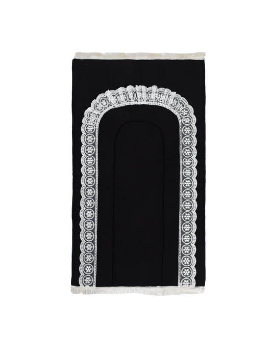 Black Lace Embroidered Prayer Mat