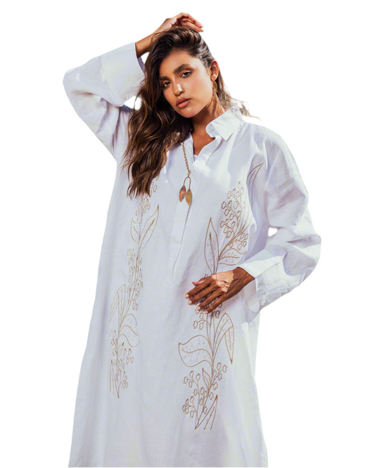 Lilly of the valley pure linen dress