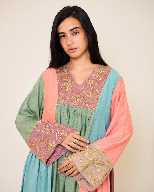 Isadora – Pure Cotton Patchwork Dress (Cool Tones Edition)
