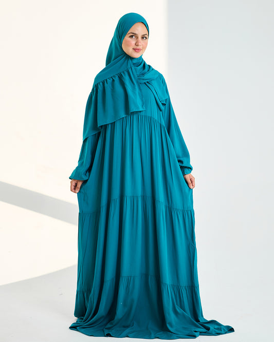 Bright Teal Dress Essdal - Viscose Cotton