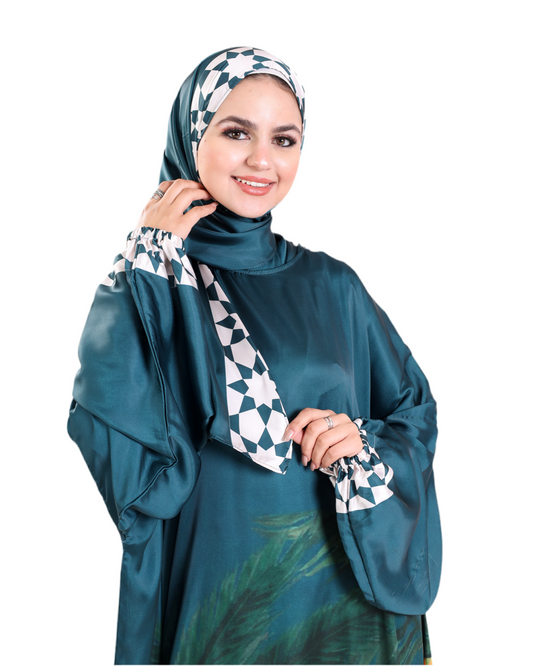 Teal Desert View silk satin Esdal