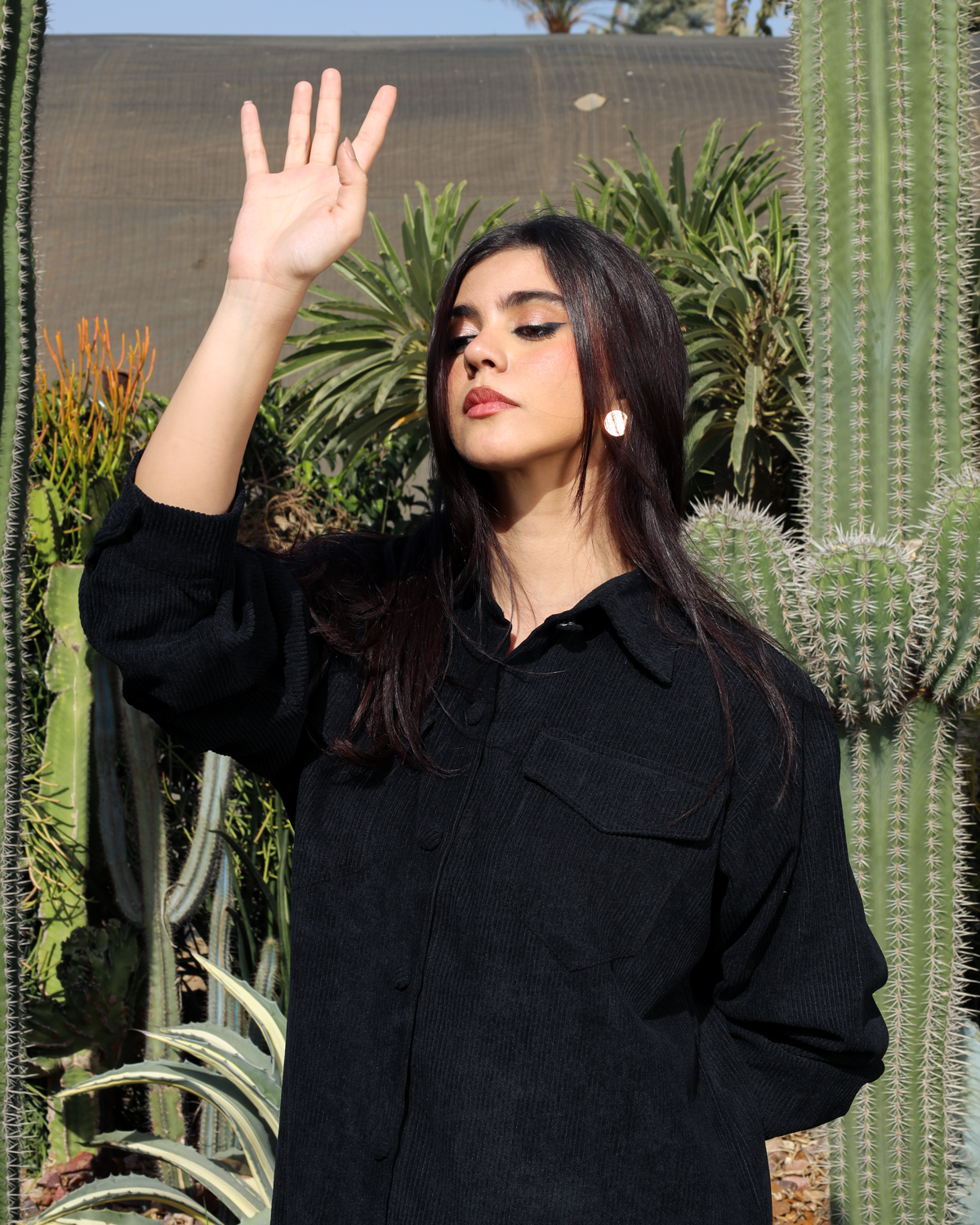 velvet shirt dress-black