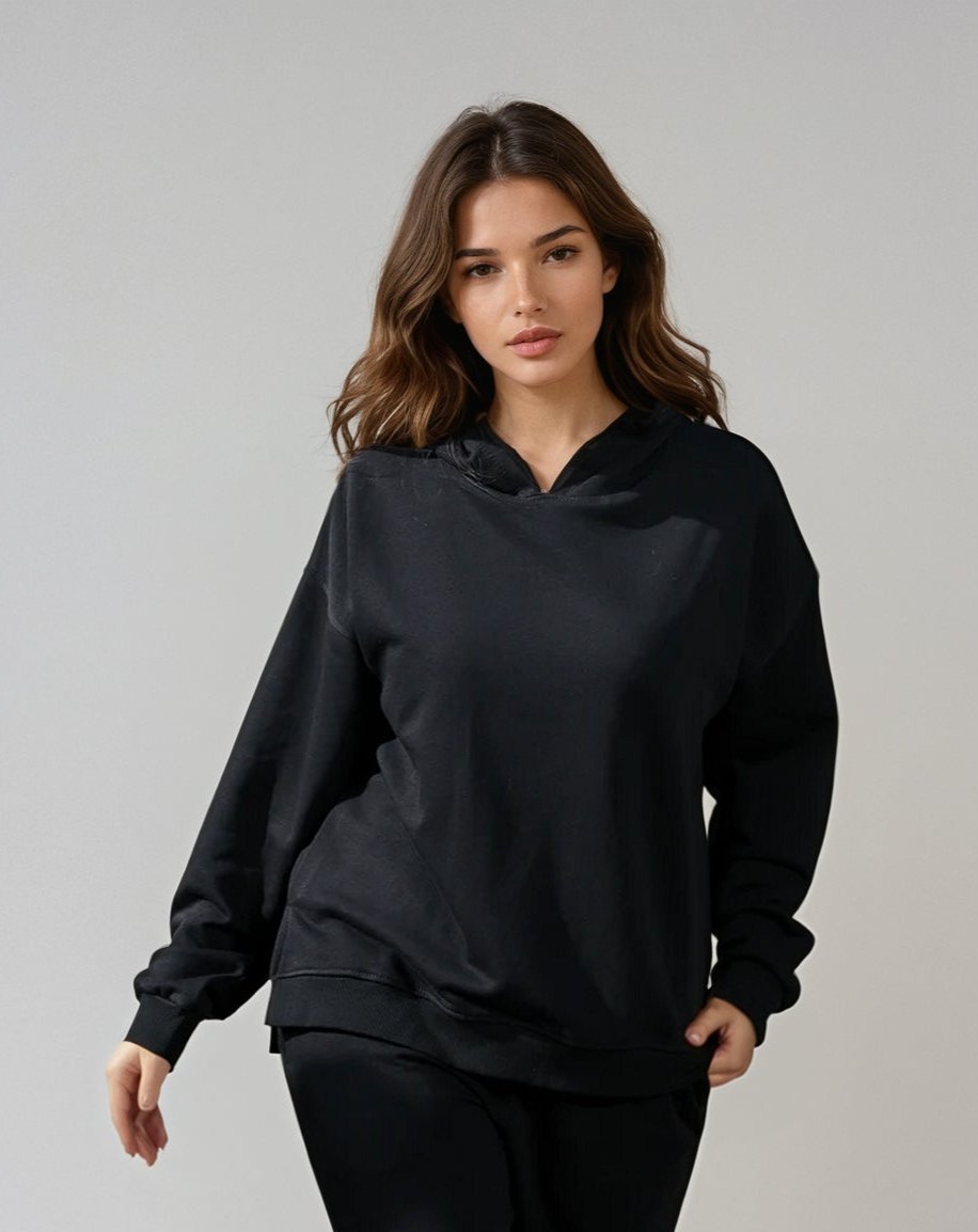 Everyday High and Low Hoodie-Black